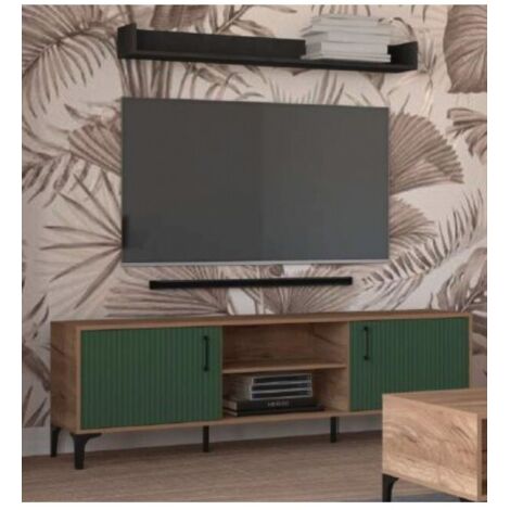 Meuble TV LUGO coloris chêne vert 164,5x40x58,4 cm