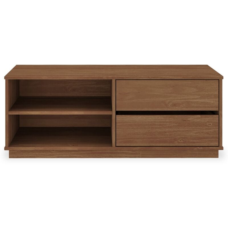 Idimex - Meuble tv maite l 110 cm 2 tiroirs en bois massif - Coloris châtaignier
