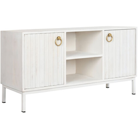 Meuble Tv Mangue Métal 120X40X60 Blanc