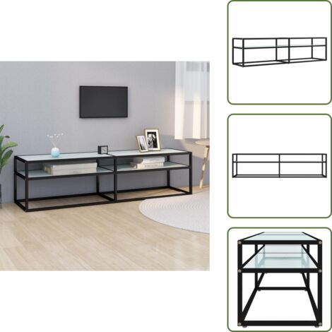 Meuble TV Marbre blanc 160x40x40,5 cm Verre trempé - Meuble Tv - Meuble Audio - Meuble Hifi - Étagère Murale - Support Téléviseur