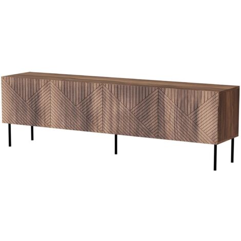Meuble TV Marea, buffet de salon à quatre portes battantes, surélevé du sol, 190x40 h58 cm, noyer