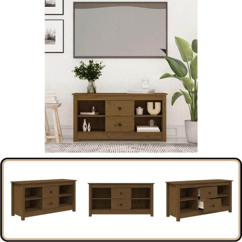 Vidaxl - Meuble tv Marron miel 103x36,5x52 cm Bois de pin massif - Meuble Tv - Meuble Téléviseur - Meuble Salon - Rangement Tv - Support Tv