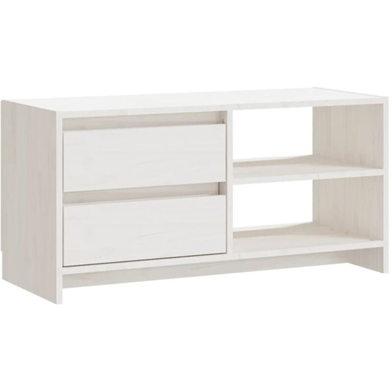 Meuble TV Blanc 80x31x39 cm Bois de pin massif vidaXL