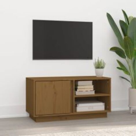 Meuble TV Marron miel 80x35x40,5 Bois de pin massif