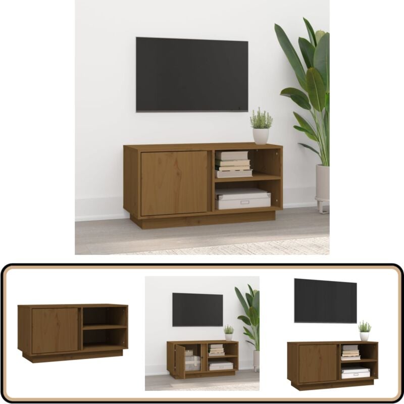 Vidaxl - Meuble tv Marron miel 80x35x40,5 cm Bois de pin massif - Meuble Tv - Meuble Téléviseur - Support Tv - Unité Tv - Bois De Pin