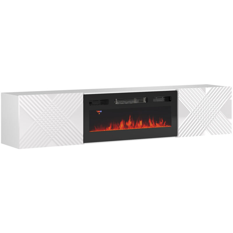Meuble tv Levelbu 112, Blanc, Le nombre de portes: 0, Nombre de tiroirs: 0, 180x38x35cm