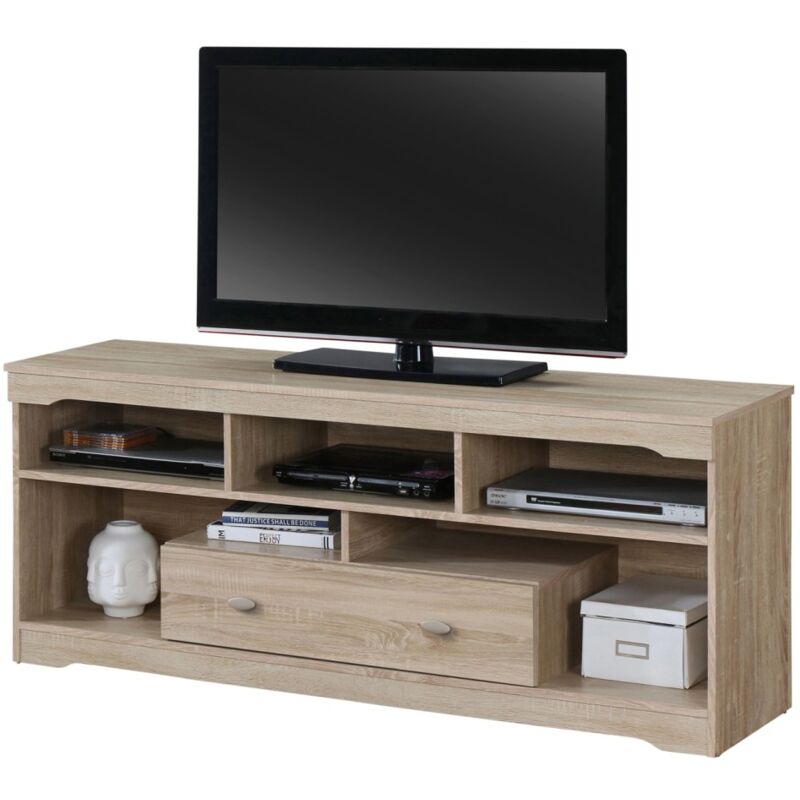 Price Factory - Meuble TV MERSIN 150 cm à 1 tiroir et 5 niches coloris Sonoma. - Marron