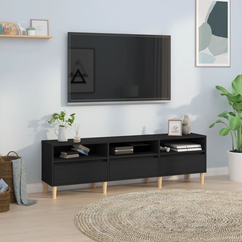 Maisonchic - Meuble tv Banc tv Moderne Meuble de Rangement noir 150x30x44,5 cm bois d'ingénierie XHET89468
