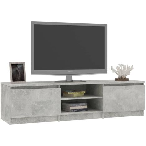 Meuble TV Meuble de salon Gris béton 140x40x35,5 cm Aggloméré