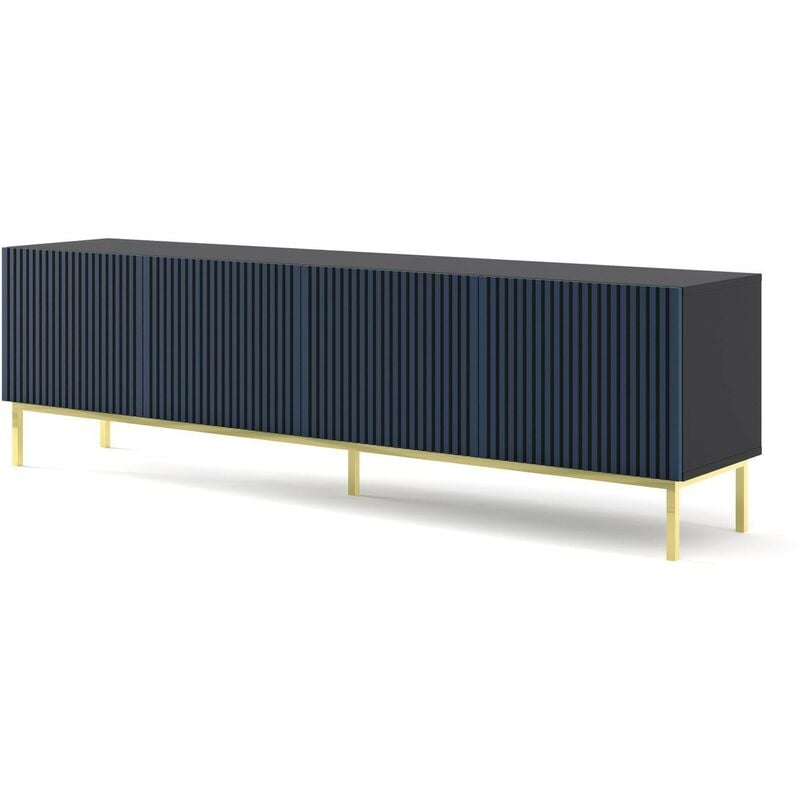 Bb-loisir - Meuble tv meuble Hi-fi sur pied Noir/Bleu marine 200x42x58cm ravi f peint Pied Cadré or