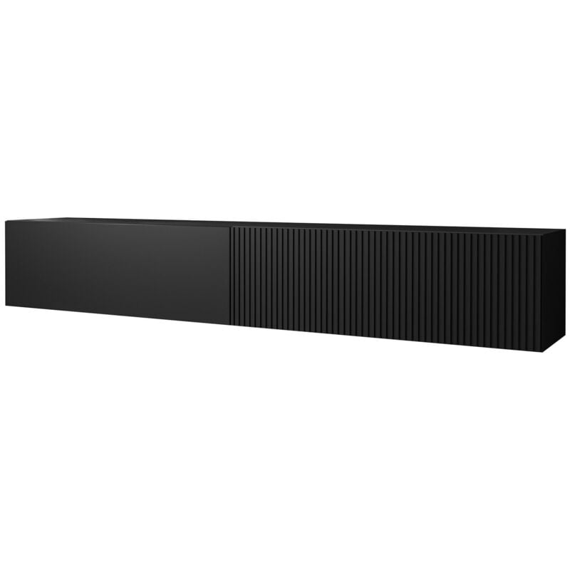 Meuble tv Calveru 101, Noir, Le nombre de portes: 0, Nombre de tiroirs: 0, 200x31x30cm