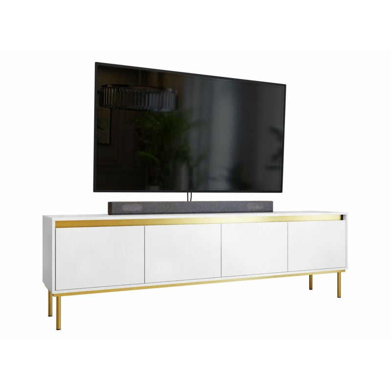 Meuble tv Comfivo Coretro 102, Blanc, Le nombre de portes: 0, Nombre de tiroirs: 0, 200x60x40cm