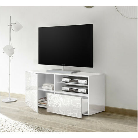 Meuble TV MIREL Blanc 1 porte, 1 tiroir 122 cm
