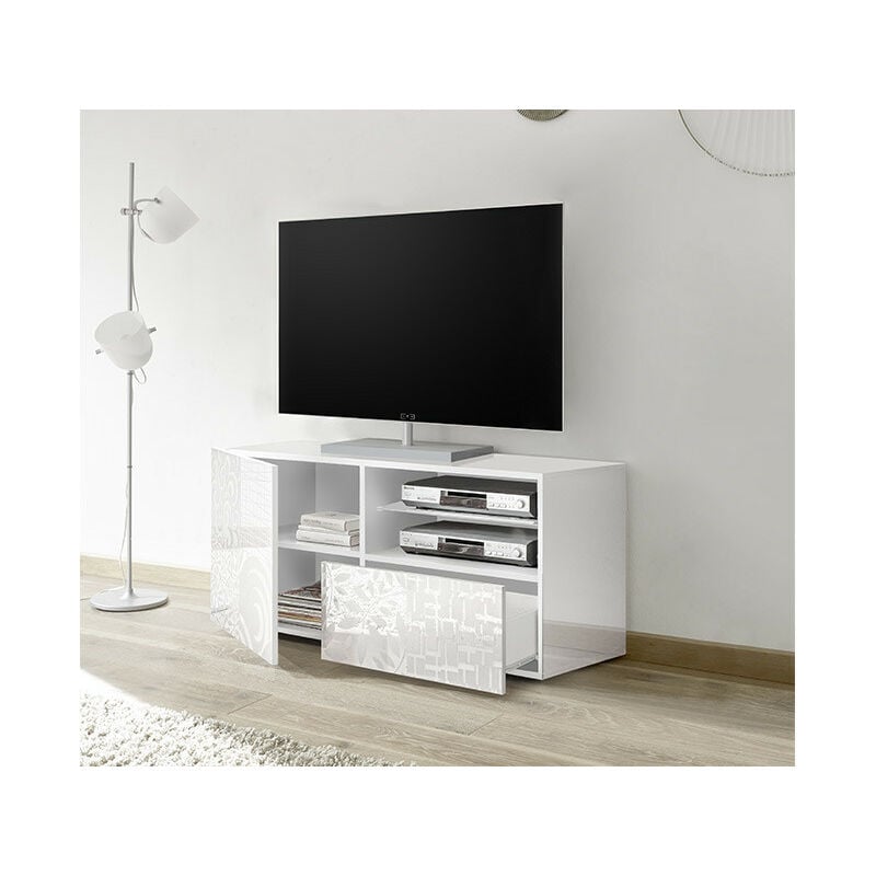 Meuble TV MIREL Blanc 1 porte, 1 tiroir - Blanc