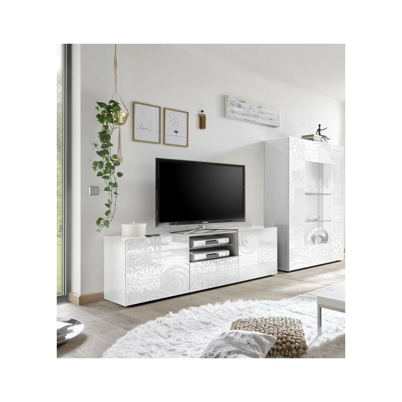 Azura Home Design - Meuble tv mirel blanc 2 portes 1 tiroir 181 cm