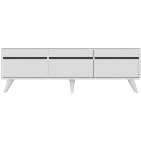 Meuble TV moderne 3 portes battantes Aurema 150cm-Blanc
