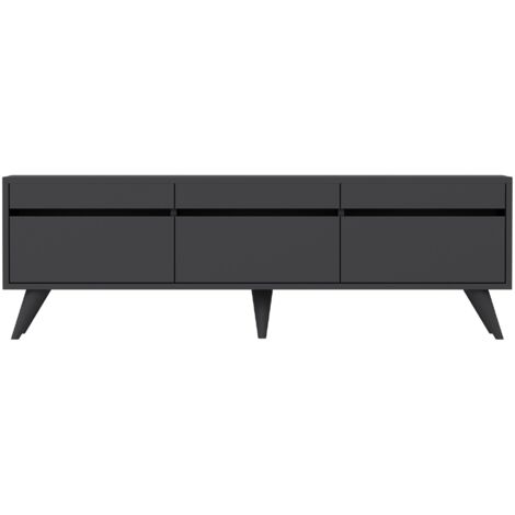 Meuble TV moderne 3 portes battantes Aurema 150cm-Gris anthracite