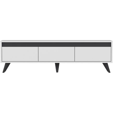 Meuble TV moderne 3 portes battantes Korpa 150cm-Blanc