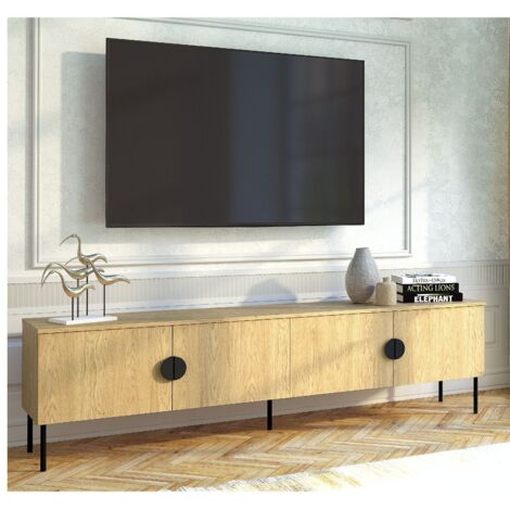 Meuble TV moderne 4 portes bois et métal 200cm DIMITRI