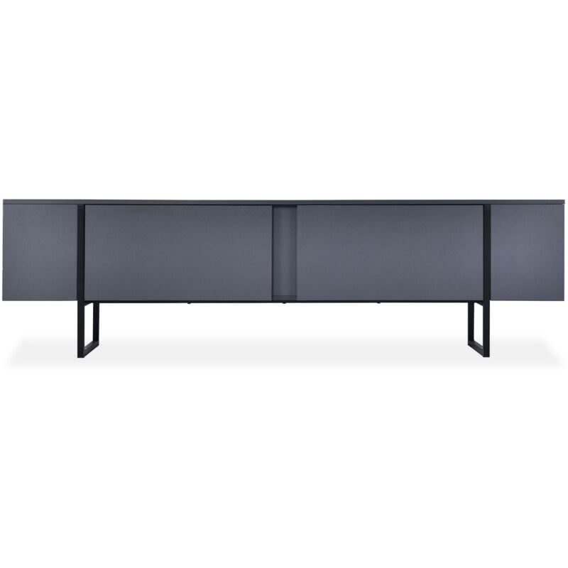 Cotecosy - Meuble tv moderne avec 2 portes Valmain L180cm Gris foncé et Métal Noir