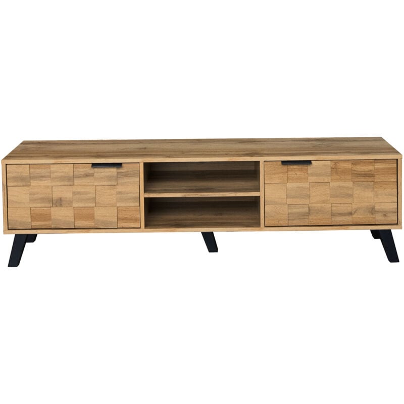 Meuble tv moderne avec double porte et compartiment ouvert 160.5x35.5x45, bois