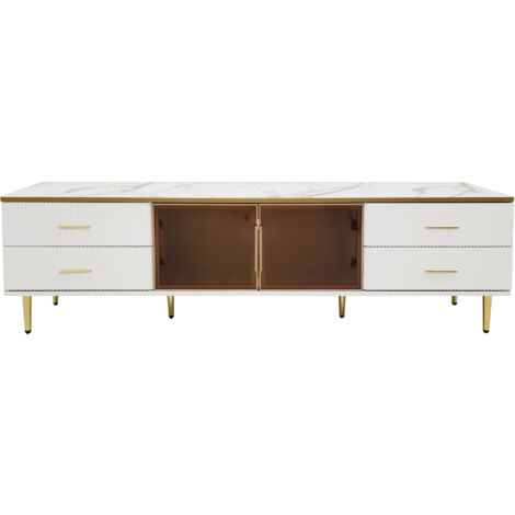 Meuble TV Moderne Avec Effet Bois, LED Variables, 175 (l) X 31 (p) X 41 (h) Cm
