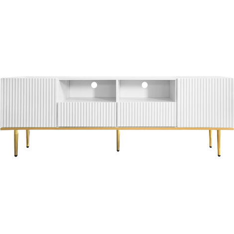 Meuble TV Moderne Avec Pieds Et Bord Dorés