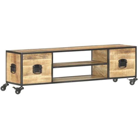Meuble TV Moderne  Banc TV  Meuble de Rangement 130x30x39 cm Bois massif de manguier XHET85474
