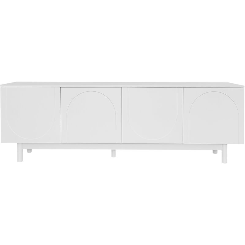 Meuble tv moderne de luxe 175x38x56cm, meuble bas, étagères réglables, blanc