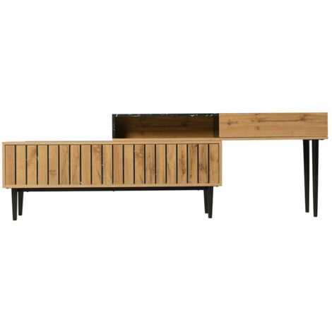 Meuble TV moderne – Design marbre et bois foncé, meuble durable et pratique, décoration élégante pour salon