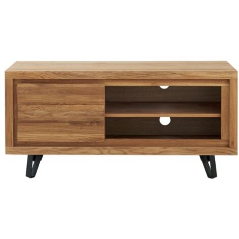 Meuble TV moderne en chêne massif huilé 117cm Wave Casita - 117x40x55 cm - Kayu Meuble