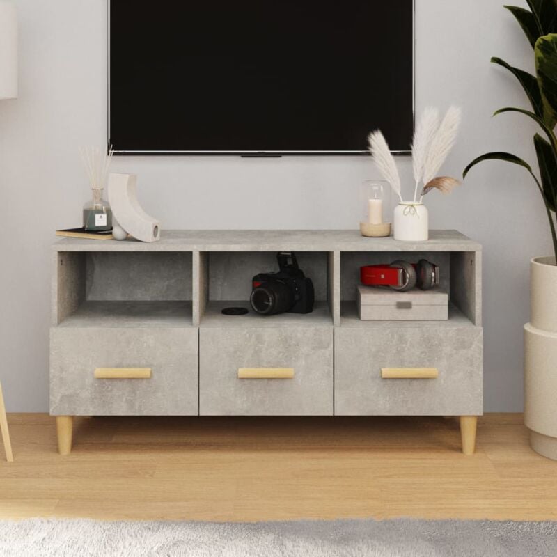 Meuble tv Moderne - Meuble de rangement - Buffet Salon - Gris béton 102x36x50 cm Bois d'ingénierie Chic-764458