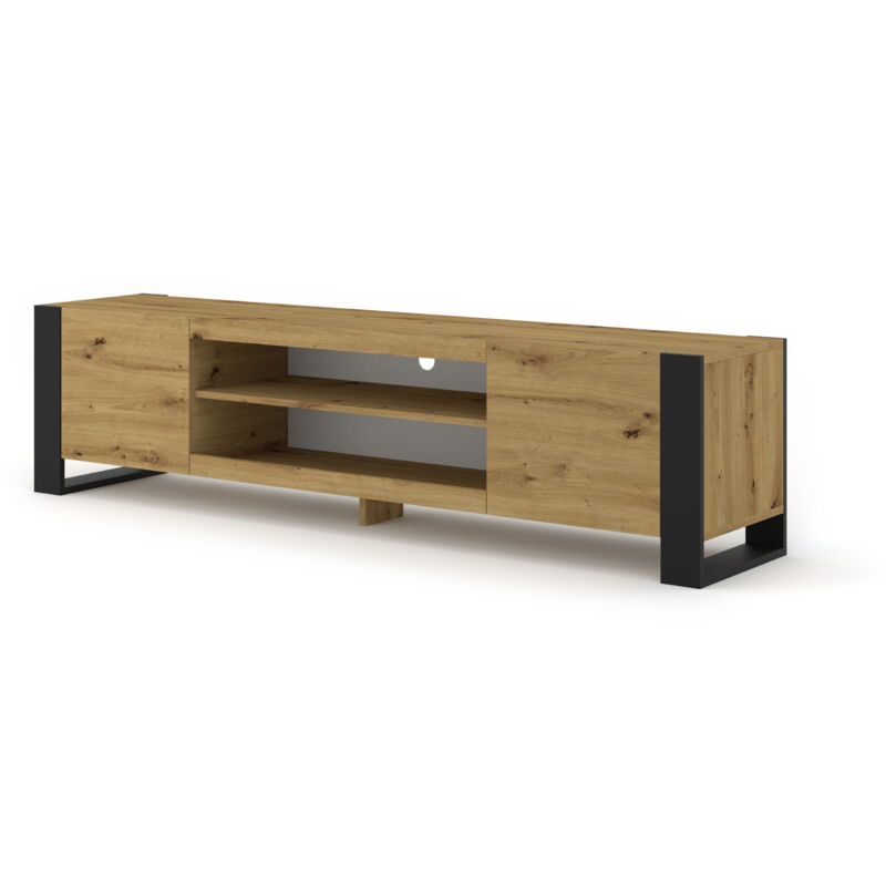 Meuble TV MONDI 188 cm Chêne Artisan Noir Mat - CHÊNE ARTISAN / NOIR MAT