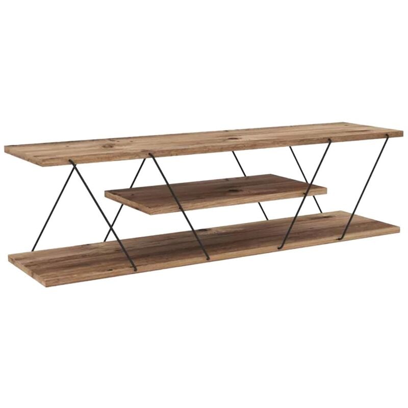 Cotecosy - Meuble tv avec 1 étagère - Naturel et noir - delory