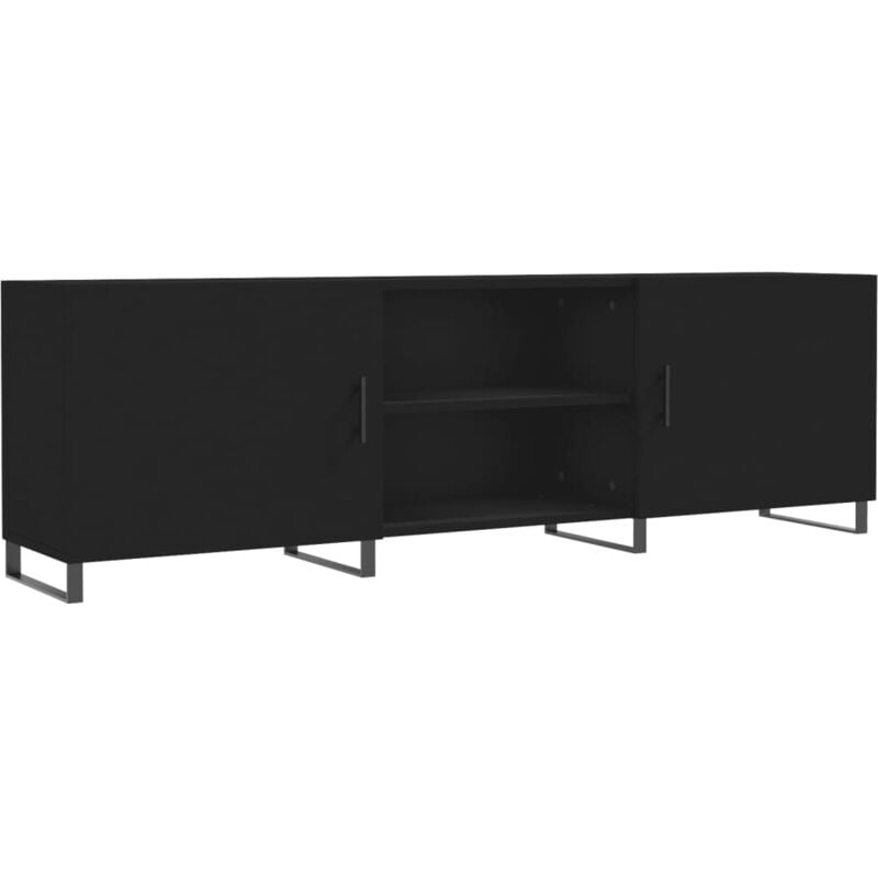 Meuble TV multimédia étagère télévision buffet téléviseur salle à manger salon chambre 150 x 30 x 50 cm bois d'ingénierie noir