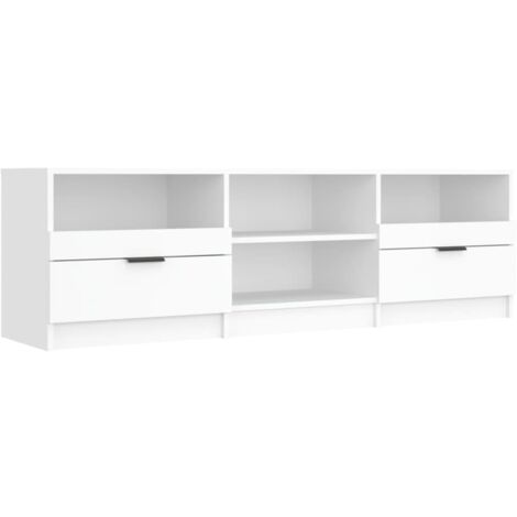 Meuble TV multimédia étagère télévision buffet téléviseur salle à manger salon chambre 150 x 33,5 x 45 cm bois d'ingénierie blanc