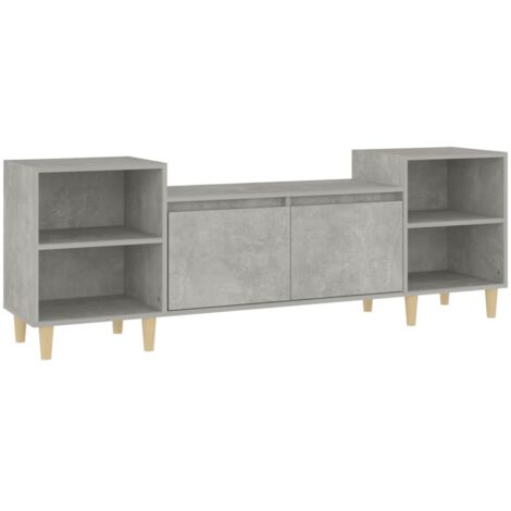 Meuble TV multimédia étagère télévision buffet téléviseur salle à manger salon chambre 160 x 35 x 55 cm bois d'ingénierie gris
