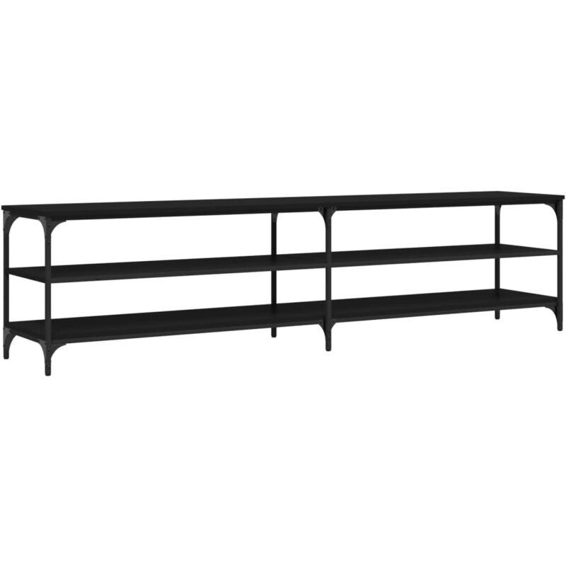 Meuble tv multimédia étagère télévision buffet téléviseur salle à manger salon chambre 200 x 30 x 50 cm bois d'ingénierie et métal noir