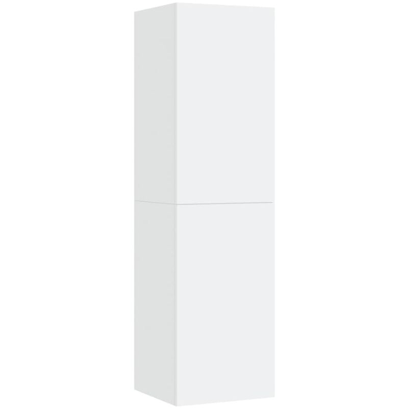 Meuble tv multimédia étagère télévision buffet téléviseur salle à manger salon chambre 30,5 x 30 x 110 cm bois d'ingénierie blanc