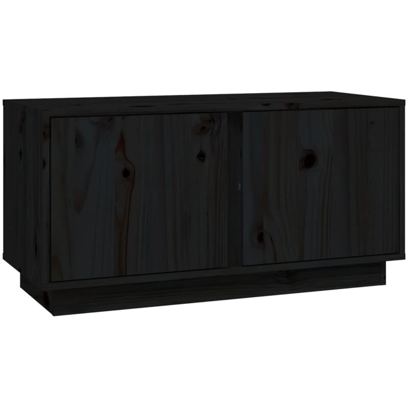 Meuble tv multimédia étagère télévision buffet téléviseur salle à manger salon chambre 80 x 35 x 40,5 cm bois de pin massif noir