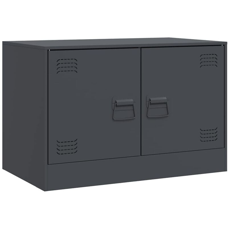 Meuble tv multimédia étagère télévision buffet téléviseur salle à manger salon chambre anthracite 67 x 39 x 44 cm acier anthracite