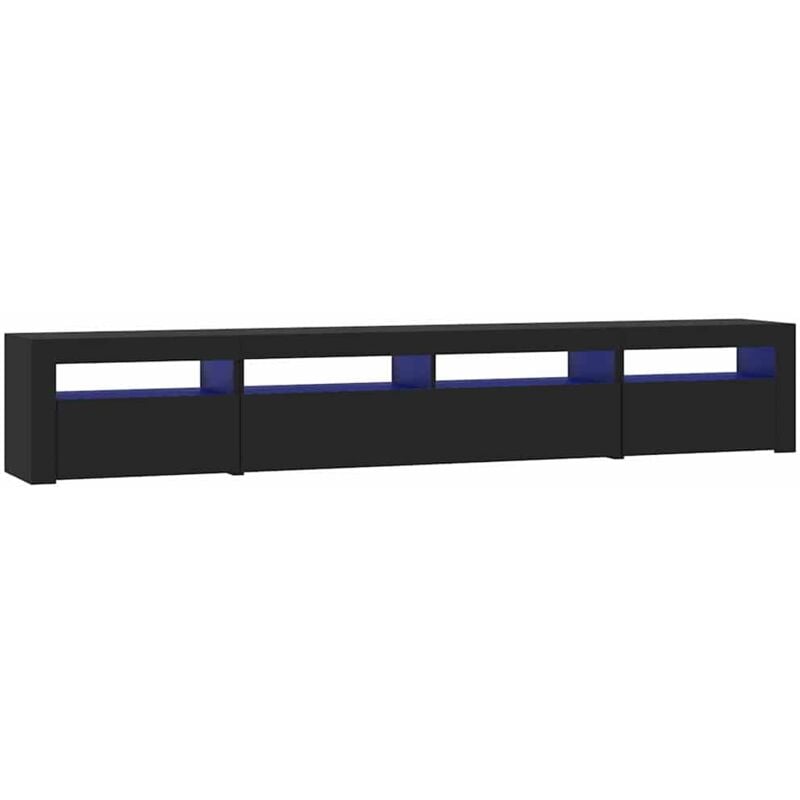 Meuble tv multimédia étagère télévision buffet téléviseur salle à manger salon chambre avec lumières led 240 x 35 x 40 cm noir