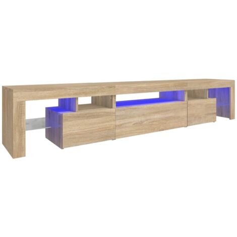 Meuble TV multimédia étagère télévision buffet téléviseur salle à manger salon chambre avec lumières LED chêne sonoma 215 x 36,5 x 40 cm sonoma oak