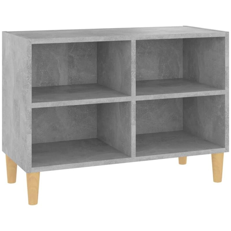 Meuble TV multimédia étagère télévision buffet téléviseur salle à manger salon chambre avec pieds en bois massif 69,5 x 30 x 50 cm gris