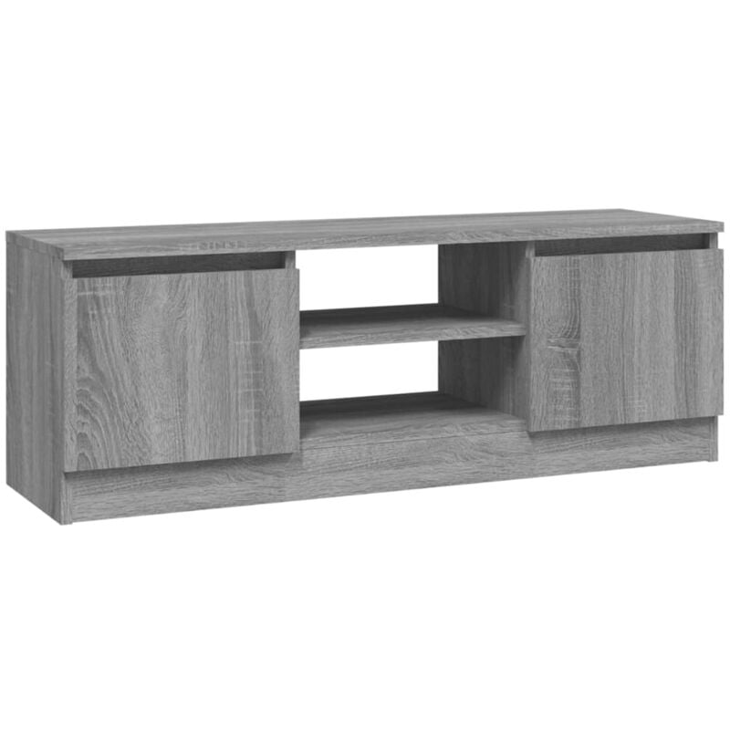 Meuble tv multimédia étagère télévision buffet téléviseur salle à manger salon chambre avec porte sonoma 102 x 30 x 36 cm gris
