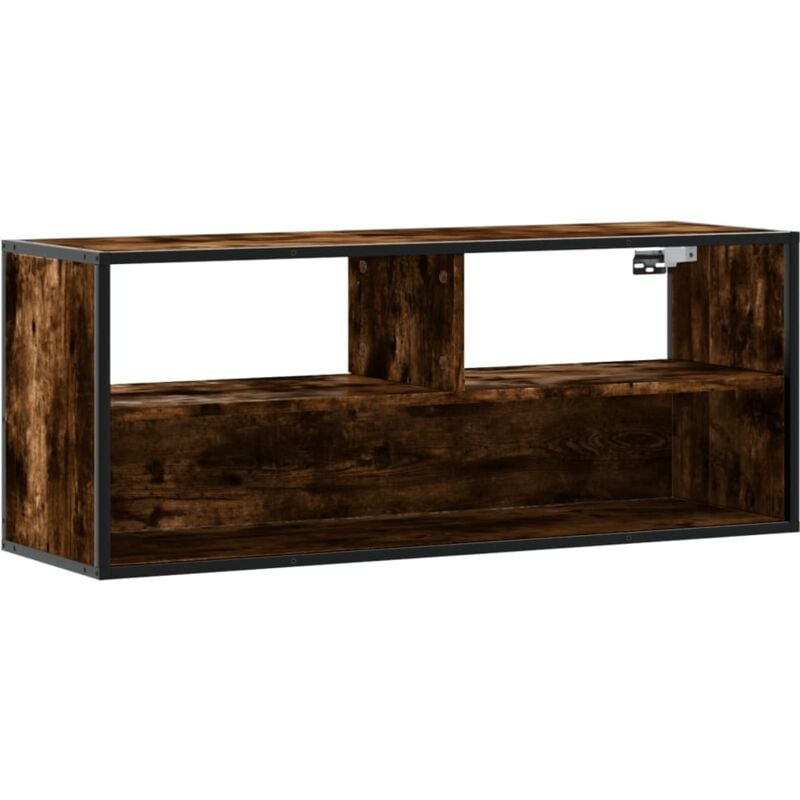 Helloshop26 - Meuble tv multimédia étagère télévision buffet téléviseur salle à manger salon chambre chêne fumé 100 x 31 x 39,5 cm bois d'ingénierie