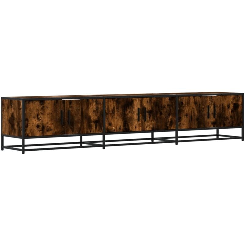 Helloshop26 - Meuble tv multimédia étagère télévision buffet téléviseur salle à manger salon chambre chêne fumé 210 x 35 x 41 cm bois d'ingénierie