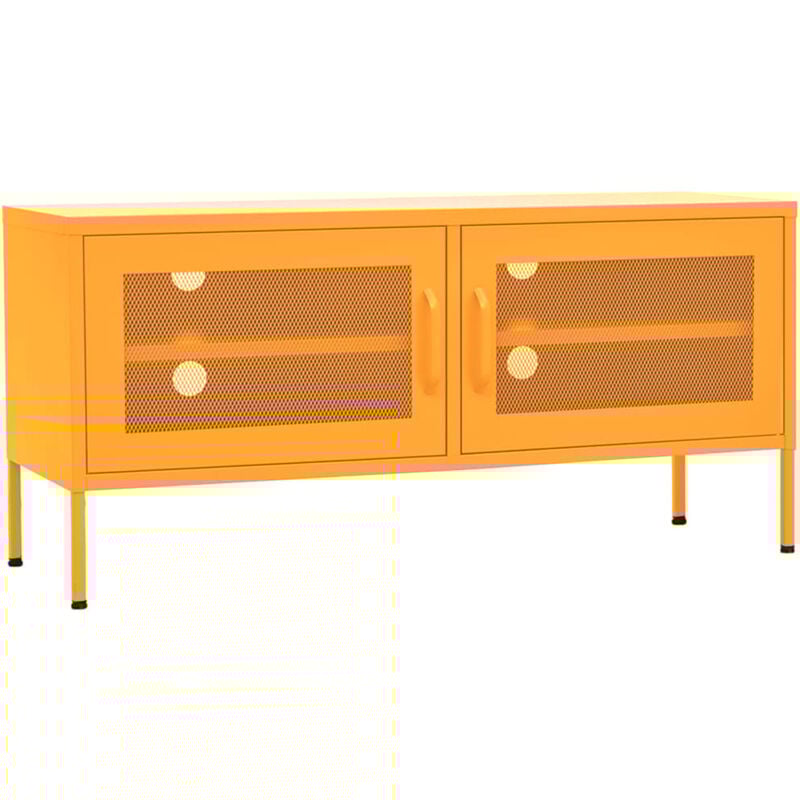 Meuble tv multimédia étagère télévision buffet téléviseur salle à manger salon chambre Jaune moutarde 105 x 35 x 50 cm Acier jaune