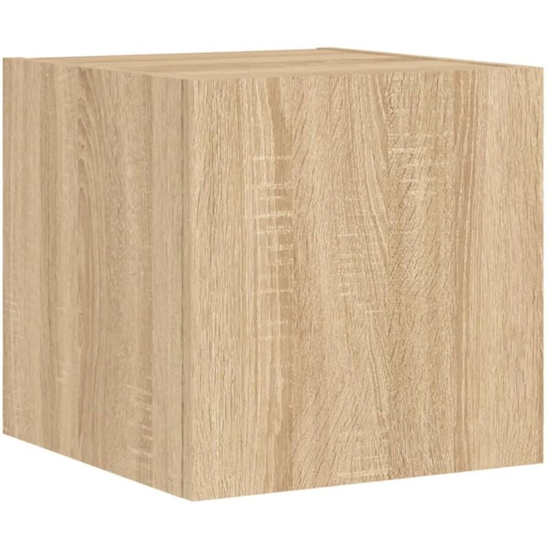 Helloshop26 - Meuble tv multimédia étagère télévision buffet téléviseur salle à manger salon chambre mural avec lumières led chêne sonoma 30,5 x 35 x