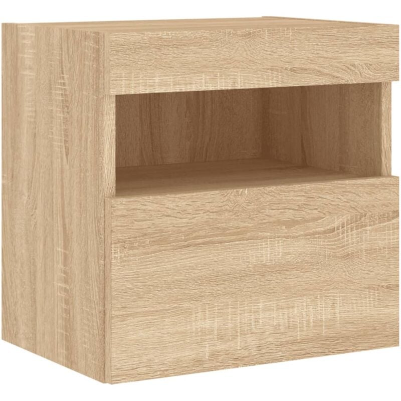 Meuble tv multimédia étagère télévision buffet téléviseur salle à manger salon chambre mural avec lumières led chêne sonoma 40 x 30 x 40 cm brun